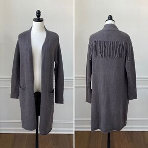 NWT Velvet by Graham and Spencer Mocha Fringe Long Cardigan M